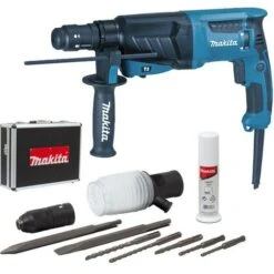 Perforatore-scalpellatore MAKITA SDS-Plus - 800 W 26 Mm + Valigetta In Alluminio + Kit Di Accessori - HR2630TX4