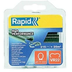 Rapid VR22 Confezione Da 215 Anelli Di Fissaggio In Acciaio Zincato Con Rivestimento In PET Verde Per Recinzioni E Reti Metalliche Da 5 - 11 Mm