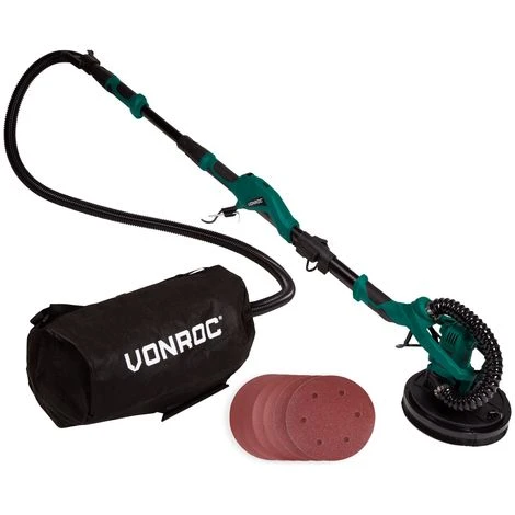 VONROC Levigatrice A Giraffa Per Soffitti E Pareti 1050W-Ø225mm. Include 6 Pezzi Di Carta Abrasiva, Tubo Collegamento Aspirapolvere, Sacco Raccolta Polvere E Manico Telescopico 1 VONROC Levigatrice A Giraffa Per Soffitti E Pareti 1050W-Ø225mm. Include 6 Pezzi Di Carta Abrasiva, Tubo Collegamento Aspirapolvere, Sacco Raccolta Polvere E Manico Telescopico