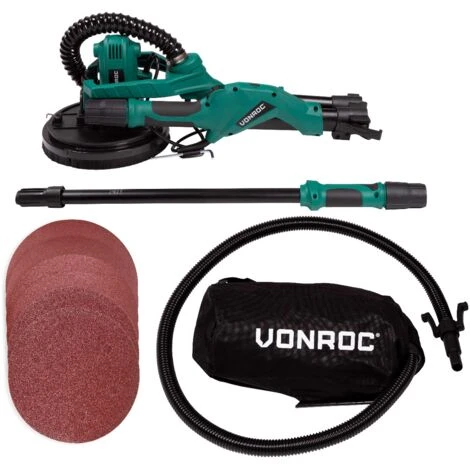 VONROC Levigatrice A Giraffa Per Soffitti E Pareti 1050W-Ø225mm. Include 6 Pezzi Di Carta Abrasiva, Tubo Collegamento Aspirapolvere, Sacco Raccolta Polvere E Manico Telescopico 2 VONROC Levigatrice A Giraffa Per Soffitti E Pareti 1050W-Ø225mm. Include 6 Pezzi Di Carta Abrasiva, Tubo Collegamento Aspirapolvere, Sacco Raccolta Polvere E Manico Telescopico - immagine 2