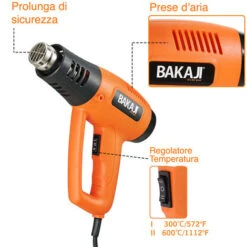 Pistola Termica Termosoffiatore Aria Calda 2000W Phon Sverniciatore 4 Beccucci -Makitae Outlet 18671213 3