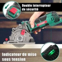 Sega Circolare, HYCHIKA 500W Mini Seghe Circolari, Guida Laser, Profondità Di Taglio: 0-25MM, Tubo Per Aspirapolvere, Adatto Per Legno, Plastica, Metallo Morbido E Diamante -Makitae Outlet 19152853 4