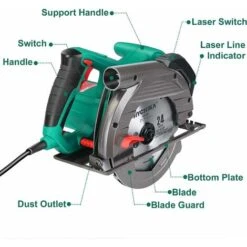 HYCHIKA Sega Circolare 1500W, 4700PRM, 2 Lame Per Sega Ø 190mm (40T&24T), Profondità Di Taglio Massima:65mm(90°), 45mm(45°), Motore In Rame Puro, 3m Cavo Di Alimentazione -Makitae Outlet 19777686 3