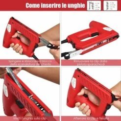COSTWAY Chiodatrice Elettrica, Include 1200 Punte Metalliche 300 Chiodi, Rosso -Makitae Outlet 23251212 3