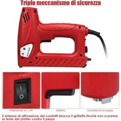 COSTWAY Chiodatrice Elettrica, Include 1200 Punte Metalliche 300 Chiodi, Rosso -Makitae Outlet 23251212 4