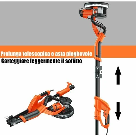 Levigatrice Per Muro A Secco 750W, Levigatrice Elettrico Per Cartongesso Pieghevole Estensibile, Velocita Regolabile 800-1750RPM, Con Luci LED E 12 Dischi Abrasivi 3 Levigatrice Per Muro A Secco 750W, Levigatrice Elettrico Per Cartongesso Pieghevole Estensibile, Velocita Regolabile 800-1750RPM, Con Luci LED E 12 Dischi Abrasivi - immagine 3