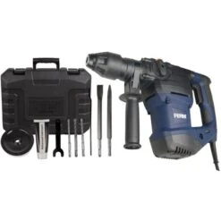 FERM Martello Perforatore / Martello Demolitore 1500W - Include 3 Punte Trapano, 2 Scalpelli E Una Pratica Custodia -Makitae Outlet 26103276 5