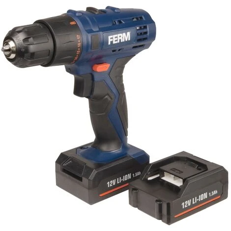 FERM Trapano Avvitatore A Batteria 12V - 1.5Ah. Include 2 Batterie 1.5Ah, Caricabatterie Rapido, 2 Punte E Custodia 1 FERM Trapano Avvitatore A Batteria 12V - 1.5Ah. Include 2 Batterie 1.5Ah, Caricabatterie Rapido, 2 Punte E Custodia