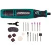 VONROC Utensile Rotante Multifunzione 8V. Include Set Di 24 Accessori, Caricatore E Sacca Portautensili