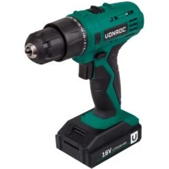 VONROC Trapano Avvitatore A Batteria 16V. Set Con 1 Batteria 1.5Ah E Caricabatterie Rapido. Coppia Max Di 23 Nm E Dotato Di Due Velocità -Makitae Outlet 26104050 5