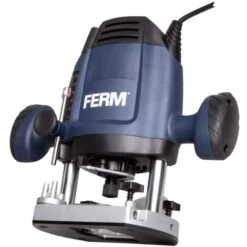FERM Fresatrice Verticale 1200W - 6,8 Mm. Velocità Variabile. Cavo Di Alimentazione Da 3 Metri. Include Set Di Fresatura Da 3 Pezzi, Anello A Copiare, Guida Parallela E Punta Compasso