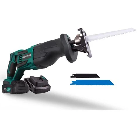 VONROC Seghetto A Gattuccio A Batteria 20V. Incl. 1 Batteria 2.0Ah, Caricabatterie, 2 Lame E Sacca Portautensili 1 VONROC Seghetto A Gattuccio A Batteria 20V. Incl. 1 Batteria 2.0Ah, Caricabatterie, 2 Lame E Sacca Portautensili