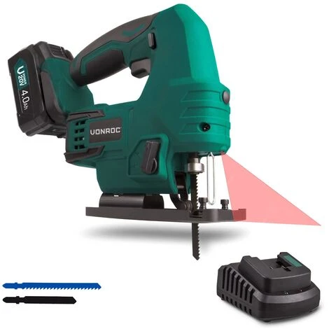 VONROC Seghetto Alternativo A Batteria 20V. Incl. 1 Batteria 4.0Ah, Caricatore, 2 Lame E Sacca Portautensili 1 VONROC Seghetto Alternativo A Batteria 20V. Incl. 1 Batteria 4.0Ah, Caricatore, 2 Lame E Sacca Portautensili