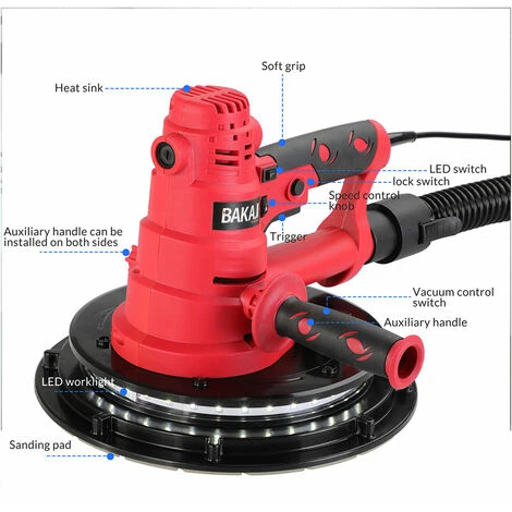 Levigatrice Muro Soffitto Carteggiatrice Cartongesso Pareti Con Sacco 800W 4 Levigatrice Muro Soffitto Carteggiatrice Cartongesso Pareti Con Sacco 800W - immagine 4