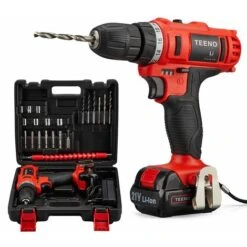 TEENO Avvitatore A Batteria 21V, 2 Velocità Trapano A Batteria, 1*Batterie Al Litio 1.5Ah, Ricarica Rapida In 1 Ora, 20 Accessori Inclusi (Trapano A 1*Batteria)