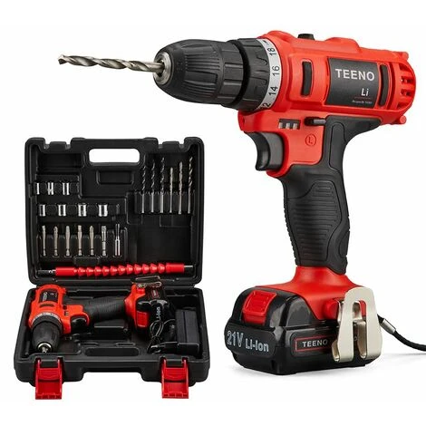 TEENO Avvitatore A Batteria 21V, 2 Velocità Trapano A Batteria, 1*Batterie Al Litio 1.5Ah, Ricarica Rapida In 1 Ora, 20 Accessori Inclusi (Trapano A 1*Batteria) 1 TEENO Avvitatore A Batteria 21V, 2 Velocità Trapano A Batteria, 1*Batterie Al Litio 1.5Ah, Ricarica Rapida In 1 Ora, 20 Accessori Inclusi (Trapano A 1*Batteria)