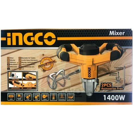 Ingco MX214008 MISCELATORE CEMENTO PRO 1400 W CON ACCESSORI M 14 PAD INCLUSO 2 Ingco MX214008 MISCELATORE CEMENTO PRO 1400 W CON ACCESSORI M 14 PAD INCLUSO - immagine 2