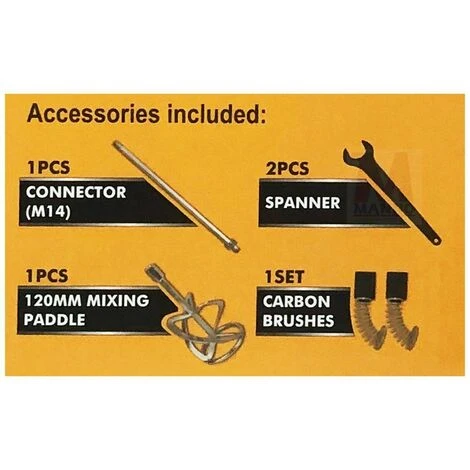 Ingco MX214008 MISCELATORE CEMENTO PRO 1400 W CON ACCESSORI M 14 PAD INCLUSO 3 Ingco MX214008 MISCELATORE CEMENTO PRO 1400 W CON ACCESSORI M 14 PAD INCLUSO - immagine 3