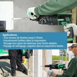 Perforateur Burineur Hikoki DH26PC2WSZ SDS-Plus 830W 2,9J, Stop De Frappe,stop De Rotation, Fonction Piquage,réversible,débrayage De Sécurité,puissant -Makitae Outlet 39408665 3