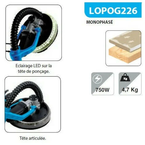 Leman - Ponceuse Mur Et Plafond Téléscopique ø225 Mm 750W - LOPOG226 2 Leman - Ponceuse Mur Et Plafond Téléscopique ø225 Mm 750W - LOPOG226 - immagine 2