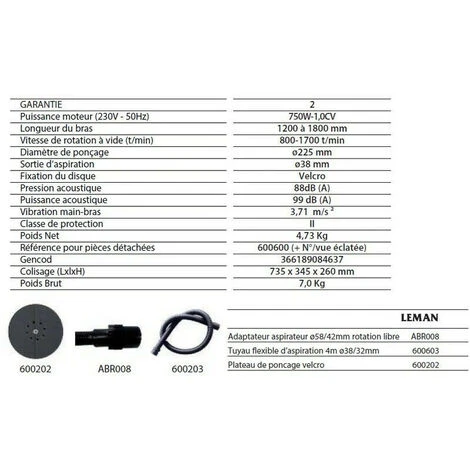 Leman - Ponceuse Mur Et Plafond Téléscopique ø225 Mm 750W - LOPOG226 3 Leman - Ponceuse Mur Et Plafond Téléscopique ø225 Mm 750W - LOPOG226 - immagine 3