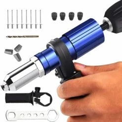 SOEKAVIA Adattatore Per Pistola Per Rivetti, Testa Per Pistola Per Rivetti Elettrica, Strumento Per Trapano Per Pistola Per Rivetti Senza Fili, Accessori Per Adattatori In Lega Di Alluminio