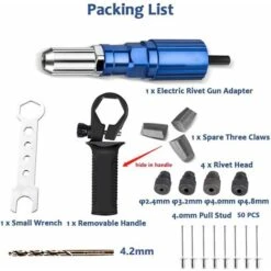 SOEKAVIA Adattatore Per Pistola Per Rivetti, Testa Per Pistola Per Rivetti Elettrica, Strumento Per Trapano Per Pistola Per Rivetti Senza Fili, Accessori Per Adattatori In Lega Di Alluminio -Makitae Outlet 44261495 5