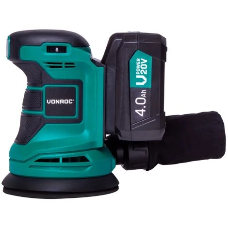 VONROC Levigatrice Orbitale VPOWER 20V - Ø125mm. Include Una Batteria Da 4.0Ah, Caricabatterie, Sacchetto Raccolta Polvere E 12 Pezzi Di Carta Abrasiva 2 VONROC Levigatrice Orbitale VPOWER 20V - Ø125mm. Include Una Batteria Da 4.0Ah, Caricabatterie, Sacchetto Raccolta Polvere E 12 Pezzi Di Carta Abrasiva - immagine 2