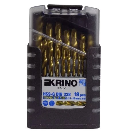 KRINO Serie Assortimento 19 Punte HSS-G Rivestite Al TITANIO Per Acciaio Ghisa 1 KRINO Serie Assortimento 19 Punte HSS-G Rivestite Al TITANIO Per Acciaio Ghisa