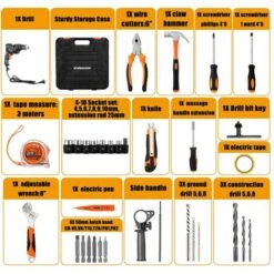 Valigetta Attrezzi 35pz Con Trapano Elettrico A Percussione 710W 3000rpm 13mm -Makitae Outlet 47990705 5