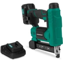 VONROC Graffatrice Chiodatrice A Batteria VPower 20V. Include Una Batteria 2Ah, Caricabatterie, 1000 Graffette E 1000 Chiodi