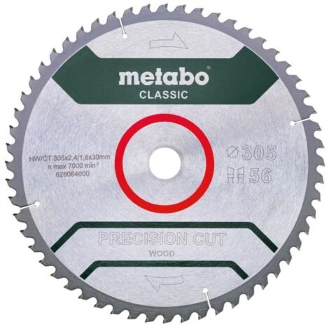 Metabo Blade Circolare HW / CT 305x30x2.4 / 1.8. Numero Dei Denti 56. Dente Dente. Angolo Del Chip 5 ° Neg. Precisione Tagliata CL 1 Metabo Blade Circolare HW / CT 305x30x2.4 / 1.8. Numero Dei Denti 56. Dente Dente. Angolo Del Chip 5 ° Neg. Precisione Tagliata CL