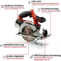 Einhell Sega Circolare A Batteria 18V TE-CS 18/150 Li Power X-Change Senza Batteria Senza Caricabatterie -Makitae Outlet 50997192 3