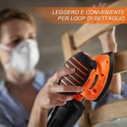 TACKLIFE Levigatrice Mouse Multifunzione, 130W, 12000 RPM, 12 * 140X140X80mm Carte Abrasive Inclusi(6 * 80 Graniglie, 6 * 180 Graniglie), Raccolta Della Polvere, Allacciamento Aspiratore PMS01A -Makitae Outlet 53551707 5
