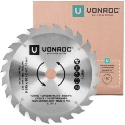 VONROC Lama Per Sega Circolare 185x20mm, 24 Denti. Adatta Per Legno. Universale