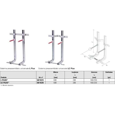 Fischer - Staffa Universale Per Sanitari Sospesi Lc Plus 2 Fischer - Staffa Universale Per Sanitari Sospesi Lc Plus - immagine 2