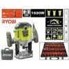 FRESATRICE PANTOGRAFO ELETTRICA 1600 WATT 3 CODOLI 6-8-12 Mm RYOBI + KIT FRESE