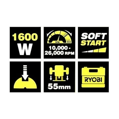 FRESATRICE PANTOGRAFO ELETTRICA 1600 WATT 3 CODOLI 6-8-12 Mm RYOBI + KIT FRESE 5 FRESATRICE PANTOGRAFO ELETTRICA 1600 WATT 3 CODOLI 6-8-12 Mm RYOBI + KIT FRESE - immagine 5