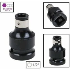 ADATTATORE ATTACCO DA 1/2 POLLICE A ESAGONALE DA 1/4 PER INSERTI GIRAVITE