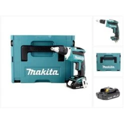 Makita DFS 452 Y1J Avvitatore Per Cartongesso A Batteria 18V Brushless In Valigetta Makpac + 1x Batteria 1,5 Ah - Senza Caricabatterie