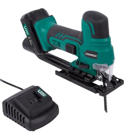 VONROC Seghetto Alternativo VPower 20V. Impugnatura Ergonomica A Staffa. Velocità E Angolo Di Taglio Regolabili. Incl. Una Batteria 2.0Ah, Caricabatterie E 2 Lame 2 VONROC Seghetto Alternativo VPower 20V. Impugnatura Ergonomica A Staffa. Velocità E Angolo Di Taglio Regolabili. Incl. Una Batteria 2.0Ah, Caricabatterie E 2 Lame - immagine 2