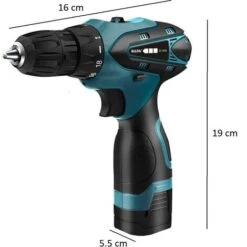 Trapano Avvitatore Doppia Batteria 12V Ricaricabile Portatile Cordless Valigetta -Makitae Outlet 59594898 3
