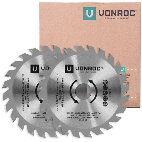 VONROC Lame In TCT Per Seghe Circolari Compatte E A Tuffo. 85x15mm. 2 Pezzi 1 VONROC Lame In TCT Per Seghe Circolari Compatte E A Tuffo. 85x15mm. 2 Pezzi