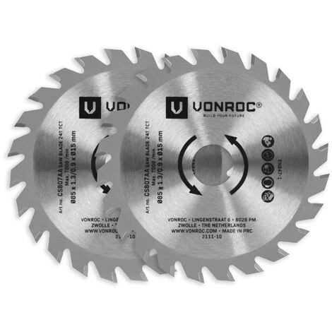 VONROC Lame In TCT Per Seghe Circolari Compatte E A Tuffo. 85x15mm. 2 Pezzi 2 VONROC Lame In TCT Per Seghe Circolari Compatte E A Tuffo. 85x15mm. 2 Pezzi - immagine 2