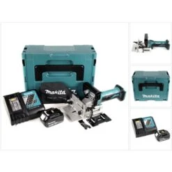 Makita DPJ 180 RM1J Fresatrice Intestatrice A Batteria 18V In Valigetta Makpac + 1x Batteria 4,0 Ah + Caricabatterie