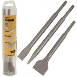 DeWALT DT60330-QZ SET 3 SCALPELLI A PUNTA PIATTO E A SPATOLA 250 Mm SDS-PLUS