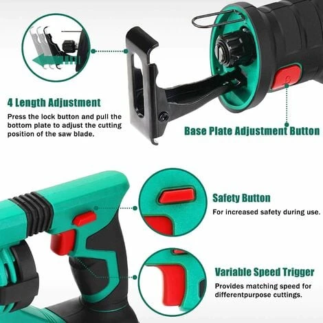 Sega A Gattuccio, HYCHIKA 18V Sega Universale Multifunzionecon Luce LED, Velocità 0-2800SPM, 2x2000 MAh Batterie, Ricarica Rapida Da 1 Ora, Ideale Per Il Taglio Di Legno E Metallo 3 Sega A Gattuccio, HYCHIKA 18V Sega Universale Multifunzionecon Luce LED, Velocità 0-2800SPM, 2x2000 MAh Batterie, Ricarica Rapida Da 1 Ora, Ideale Per Il Taglio Di Legno E Metallo - immagine 3