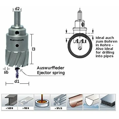 Karnasch KARNASCH Power-Max 55 Super Heavy-Duty - Sega Da Traforo Con Metallo Duro, 14mm Diámetro De Corte, 55mm Longitud Útil, 13mm Diámetro De Corte Del Vástago, 4mm Ancho De Corte, 4 Dientes, 1 2 Karnasch KARNASCH Power-Max 55 Super Heavy-Duty - Sega Da Traforo Con Metallo Duro, 14mm Diámetro De Corte, 55mm Longitud Útil, 13mm Diámetro De Corte Del Vástago, 4mm Ancho De Corte, 4 Dientes, 1 - immagine 2
