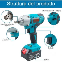 Pistola Avvitatore Svitabulloni ROYALWAVE POB280 20V Portatile A Batteria E LED -Makitae Outlet 71256901 3
