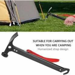 Martello Da Campeggio Per Impieghi Gravosi, Gancio Per Martello Da Campeggio All'aperto Multifunzionale, Design Della Testa Antiscivolo Nero Con Cavo -Makitae Outlet 71378798 3